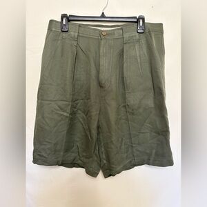 Men's Tommy‎ Bahama Silk Shorts Pleated Front Green Size 34